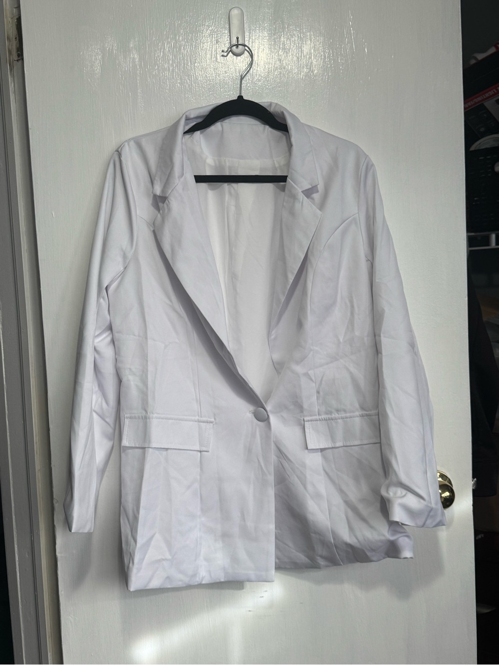 White Women's Single-Button Blazer Jacket